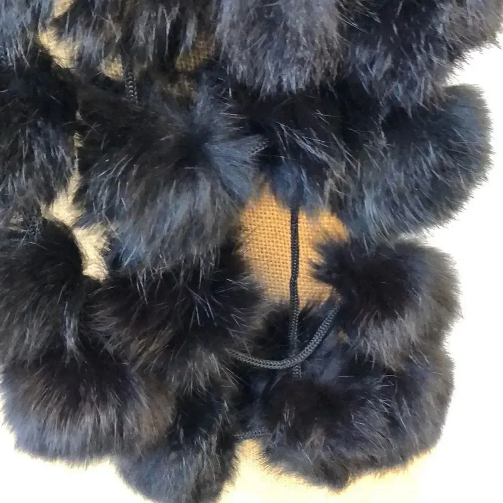 Vintage Rabbit Pom Pom Scarf